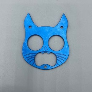 Blue Titanium Cat Keychain EDC Gear Safety Cat Bottle Opener Keychain